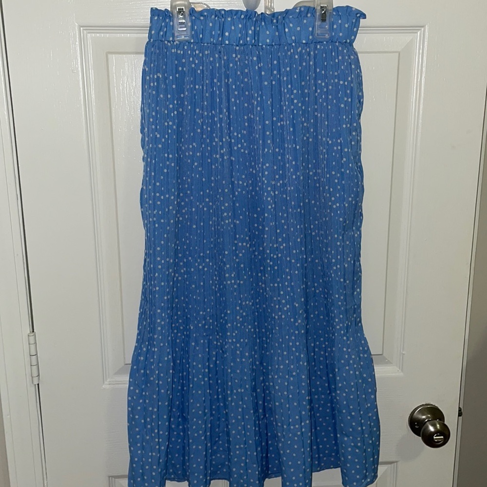 Blue Polka Dot Midi Skirt!!! Size S